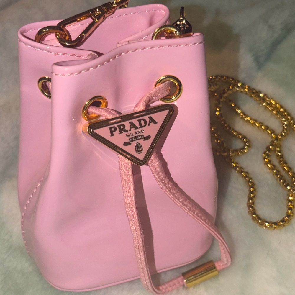 Pink Prada Micro Pouch chain strap / mini bucket bag - in box